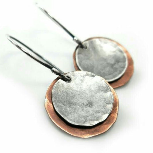 Orecchini vintage placcati in argento e bronzo